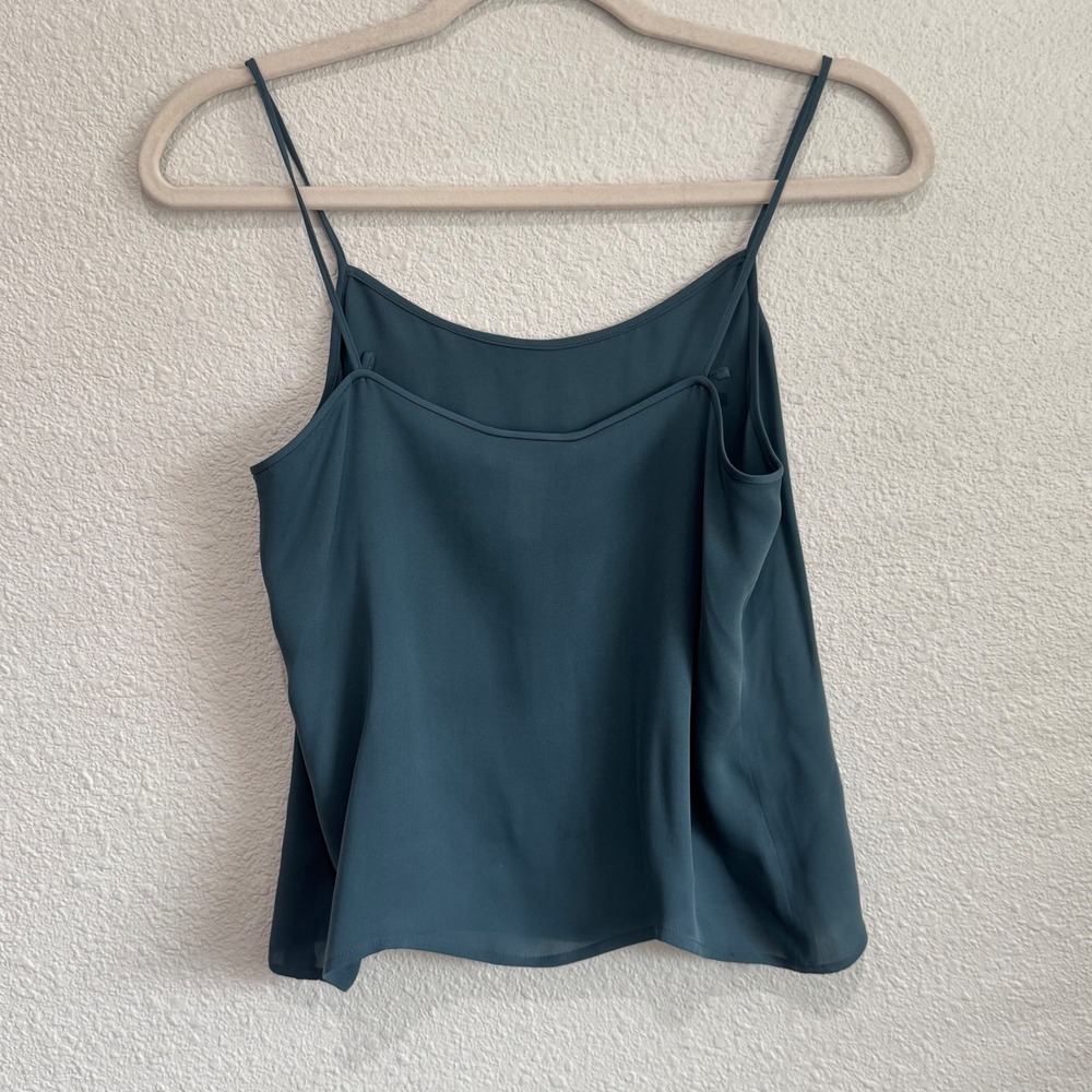 VTG Y2K Jones New York Petite Teal‎ Silk Camisole Tank Top 8P Dainty Fairycore - Picture 7 of 9